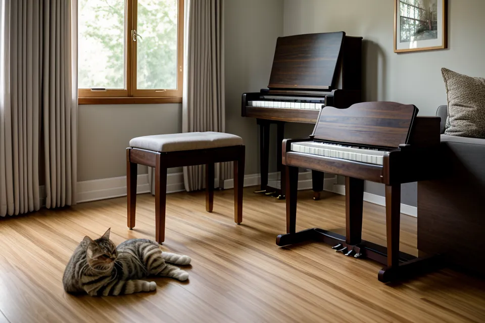 Piano cristiano en casa: manos sobre un teclado digital practicando himnos desde cero