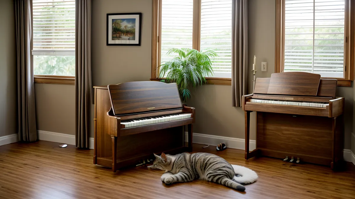 Cómo cambiar de tono un himno cristiano para principiantes de piano: himnario abierto junto a un piano digital en una práctica de piano cristiano desde cero