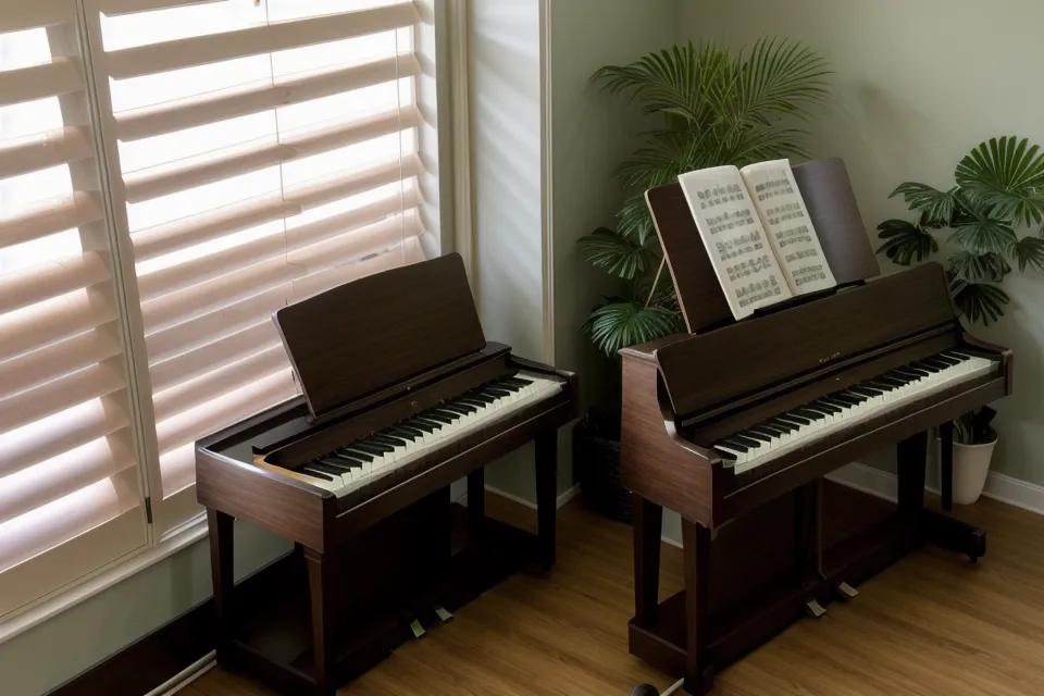 Entrada del pedal y puertos traseros de un piano digital Casio, revisión de polvo para el cuidado del piano
