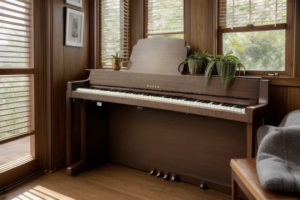 Grabación casera con celular de una sesión de piano de principiante sobre la mesa