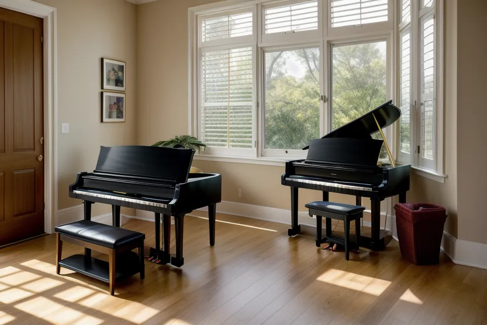Himnario amarillento de himnos clásicos sobre las teclas de un piano digital Casio CDP-S110