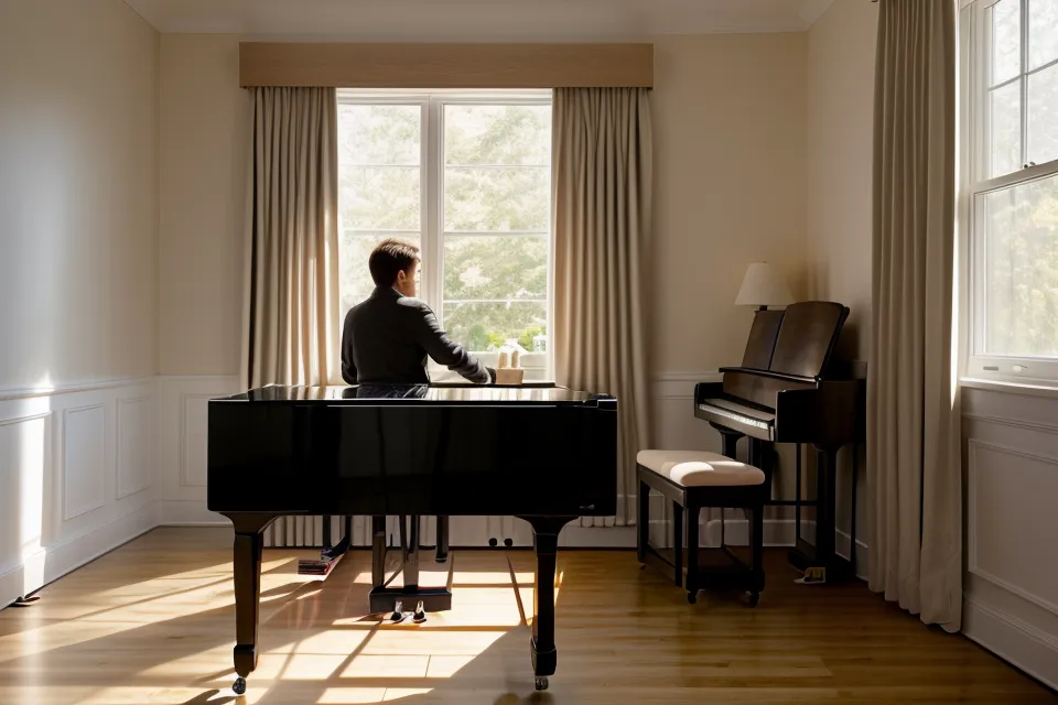 Cancionero de iglesia abierto sobre un piano digital, marcado para practicar acordes de piano cristiano