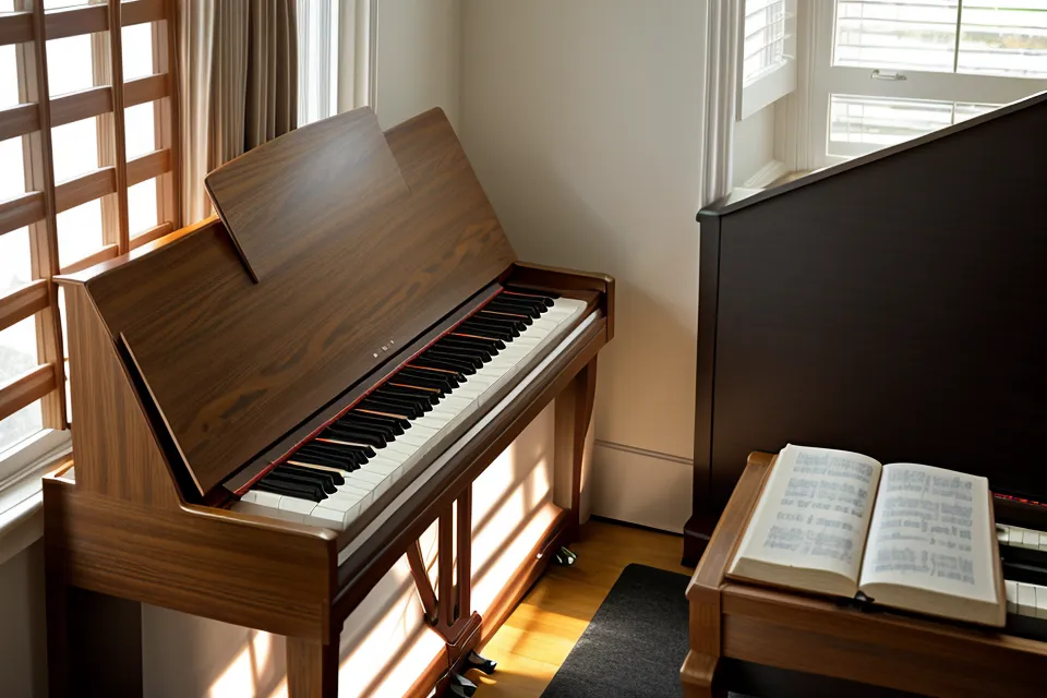 Diferentes estilos de acompañamiento en piano para adoración y alabanza, con el cancionero de música cristiana abierto sobre un Casio CDP-S110