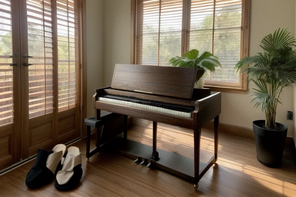 Piano digital compacto para practicar en casa antes de tocar himnos en la iglesia