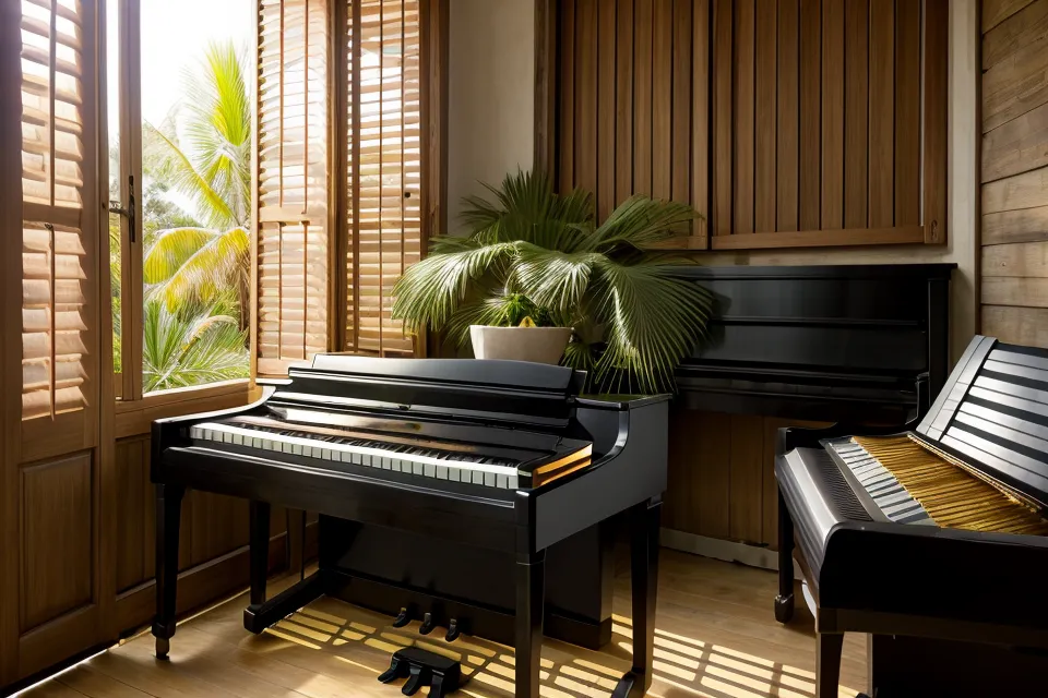 Primer plano de manos de una principiante tocando las teclas de un piano digital, parte del progreso musical de estos meses