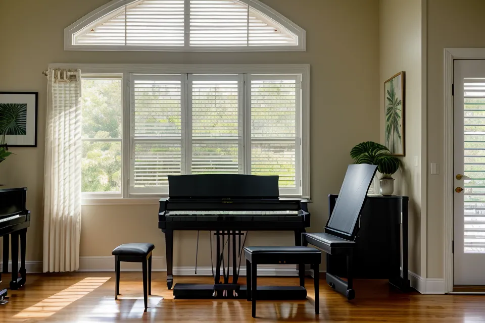 Espacio de práctica de piano en casa, el hobby en casa de una principiante que aprende piano desde cero