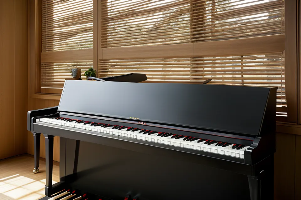 Primer plano de la textura de las teclas de un piano digital durante una sesión corta de práctica