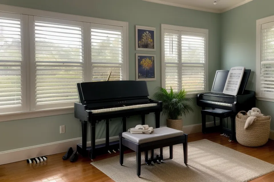 Practicar piano con audífonos en un apartamento pequeño de Cali